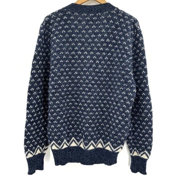 Tidewater Trader Vintage Knit Blue Wool Heritage Birdseye Large Cardigan Sweater - Picture 4 of 5